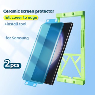2Pcs Película De Vidro Macio Cerâmico Samsung Galaxy S10/S10 Plus/S20 Ultra/S21 S22 S23 Note 10 20 Protetor De Tela À Prova De Explosão