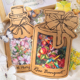 ENWEI 60 Pcs [Natureza Em Uma Série De Garrafas] Adesivos Vintage Journal Stickers PVC/Kraft Papel Autocolante Material De Raspagem Kit