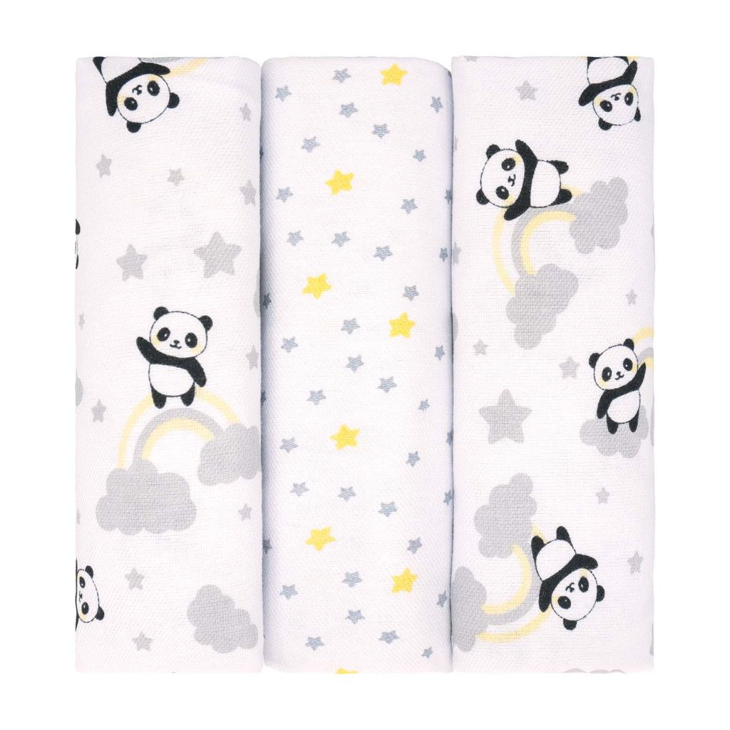 Cueiro para Bebê 03 Unidades 50 cm x 80 cm Panda Bublim Petit em Oferta na Shopee