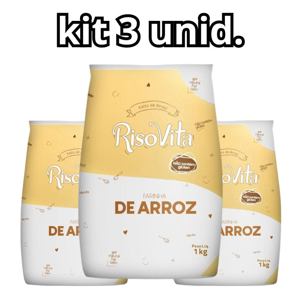 KIT 3 unid Farinha de Arroz Tradicional Risovita 1KG em Oferta na Shopee