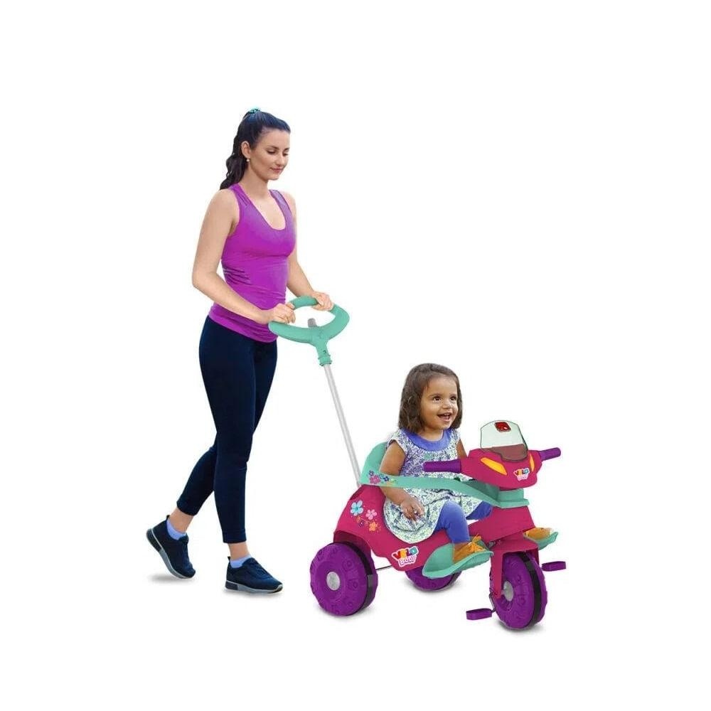 Triciclo Velobaby G2 Passeio e Pedal Rosa - Bandeirante em Oferta na Shopee