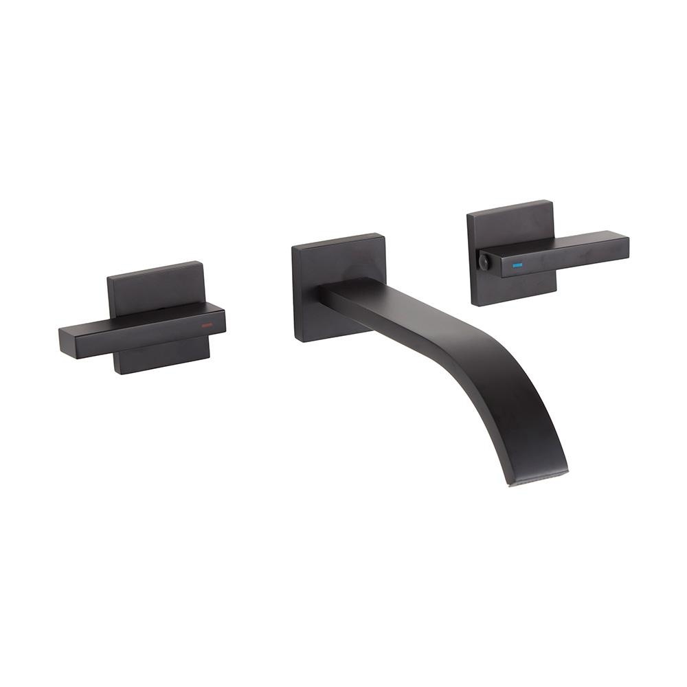 Torneira Para Banheiro Misturador de Parede Duplo Comando Caxambu Pingoo - Preto Fosco