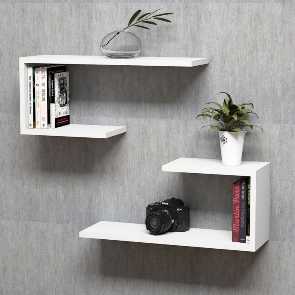 CONJUNTO DE PRATILEIRA DECORATIVA 45X12CM EM MDF BRANCO