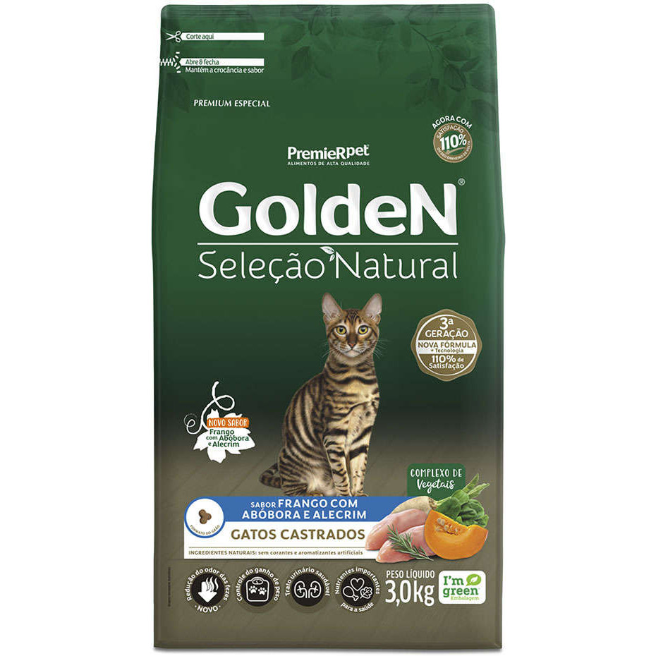 Ração 3kg Golden Special para Gatos Castrados Frango, Abóbora e Alecrim em Oferta na Shopee