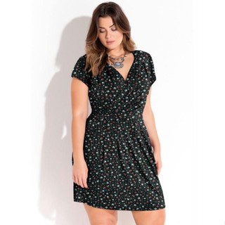 Vestido Com Decote Transpassado Preto Quintess em Oferta na Shopee