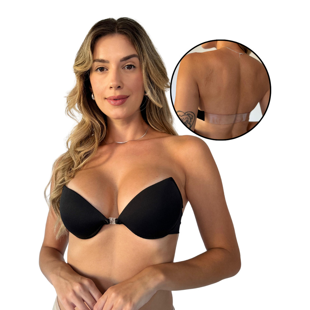 Sutian Costa Nua Com Alça de Silicone Discreto Regulável Removível com Bojo Sutiã Preto Nude Branco
