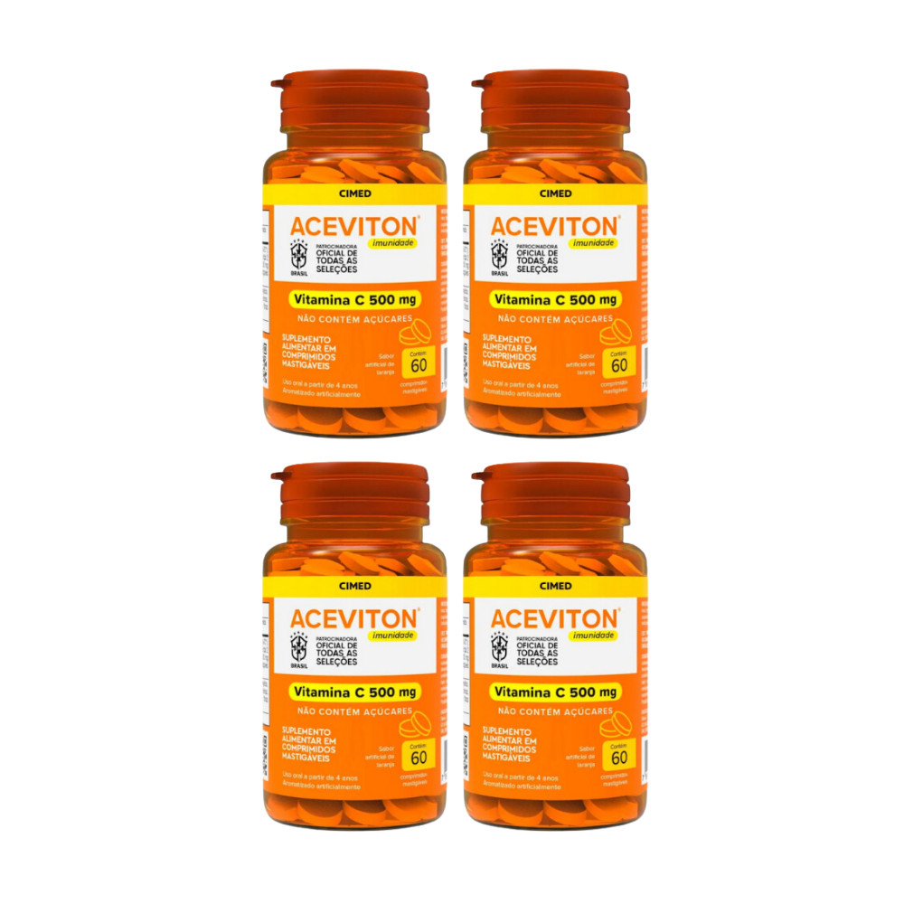 Kit 4 Aceviton Imunidade Vitamina C 500mg - 60 Cpr - Cimed em Oferta na Shopee
