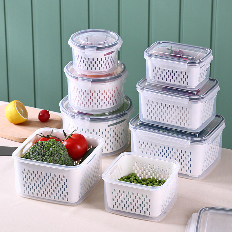 Kit 3 Organizador de Geladeira 5.9 Litros Cesto Com Tampa Multiuso Alimentos Verduras e Vegetais