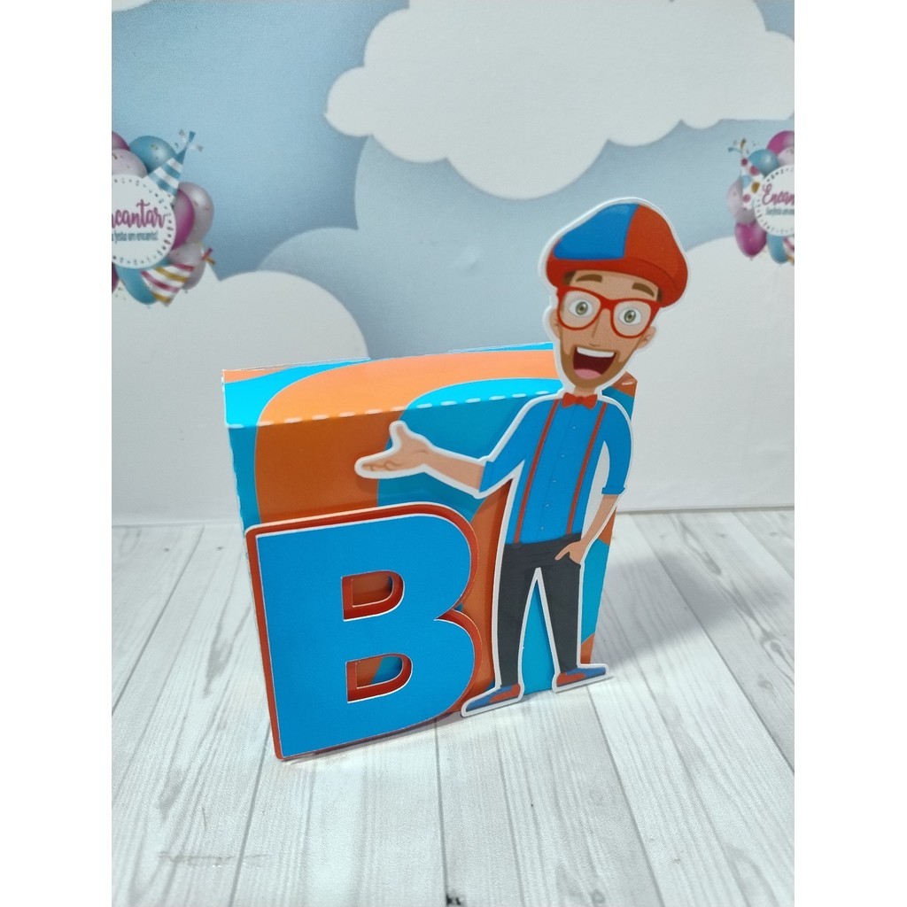 10 Caixas Quadradas Aplique 3D | Blippi | Papelaria para festa infantil | Lembrancinha e Decoração Personalizada