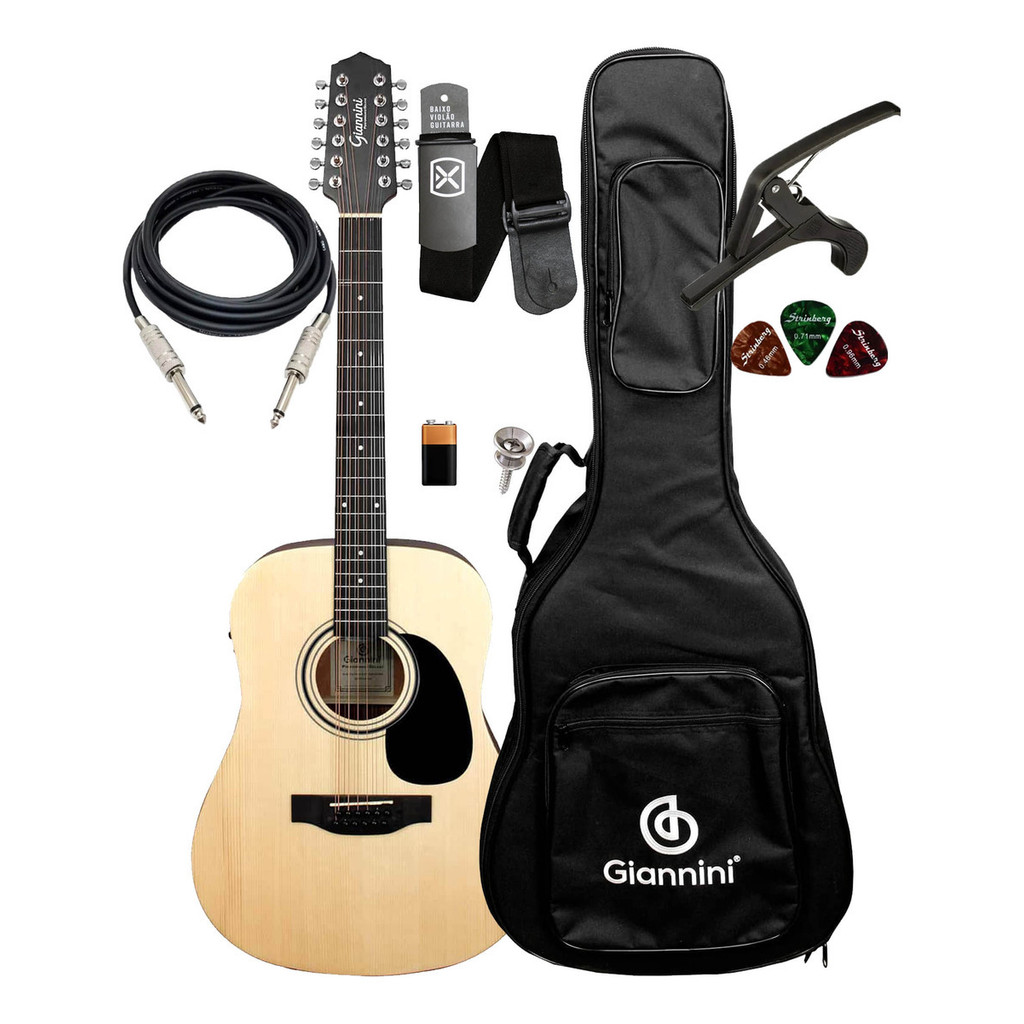 Violao Giannini Aco D12 Dlx Eq Ns 12c C/ Bag E Kit