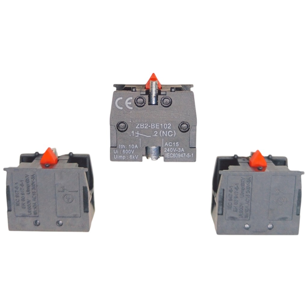Kit 3 Bloco de Contato NC NF Fechado Botões Chaves Seletoras Vermelho BE102