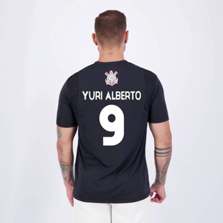 Camisa Corinthians Yuri Alberto 9 Fitness Preta em Oferta na Shopee
