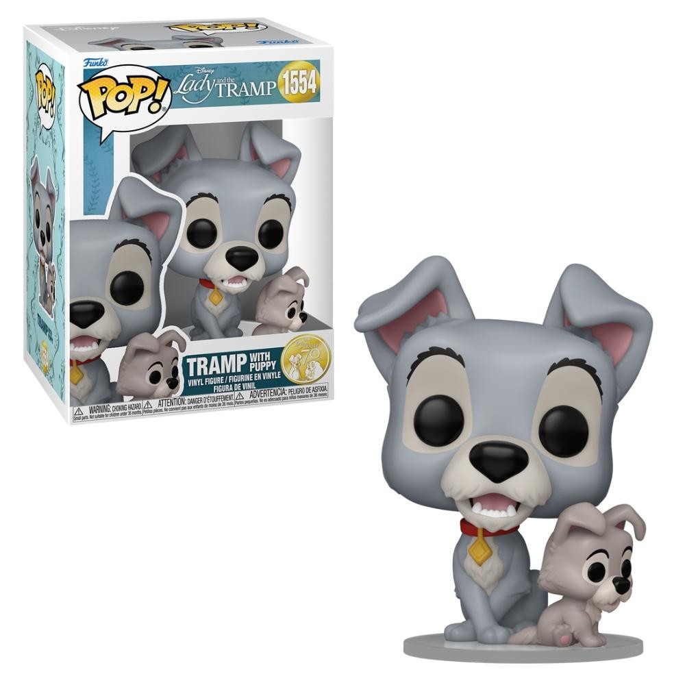Boneco Funko Pop! Disney A Dama e o Vagabundo 70 anos - Vagabundo com Filhote