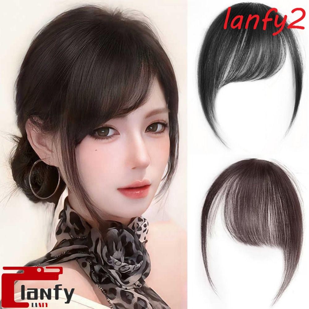 LANFY Franja Lateral De Cabelo Humano , Extensão Natural , Franjas Frontais Invisíveis Marrons Retas em Oferta na Shopee