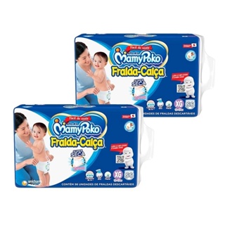 Fralda Descartável MamyPoko Calça Super Seca Tamanho XG - 2 Pacotes com 56 Fraldas - Total 112 Tiras em Oferta na Shopee