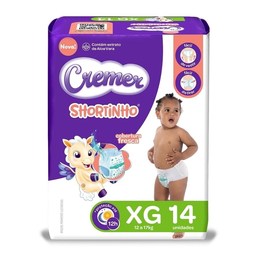 Fralda Descartável Cremer Shortinho Jumbinho Tamanho XG - 8 Pacotes com 14 Fraldas - Total 112 Tiras em Oferta na Shopee