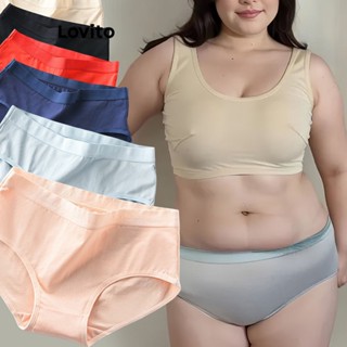 Lovito Plus Size Casual Calcinha Feminina Lisa Básica LNE24123 (Damasco/Rosa/Preto)