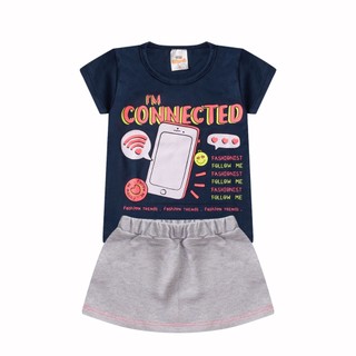 Conjunto Infantil Feminino camiseta e sainha Tam 1 ao 3 anos