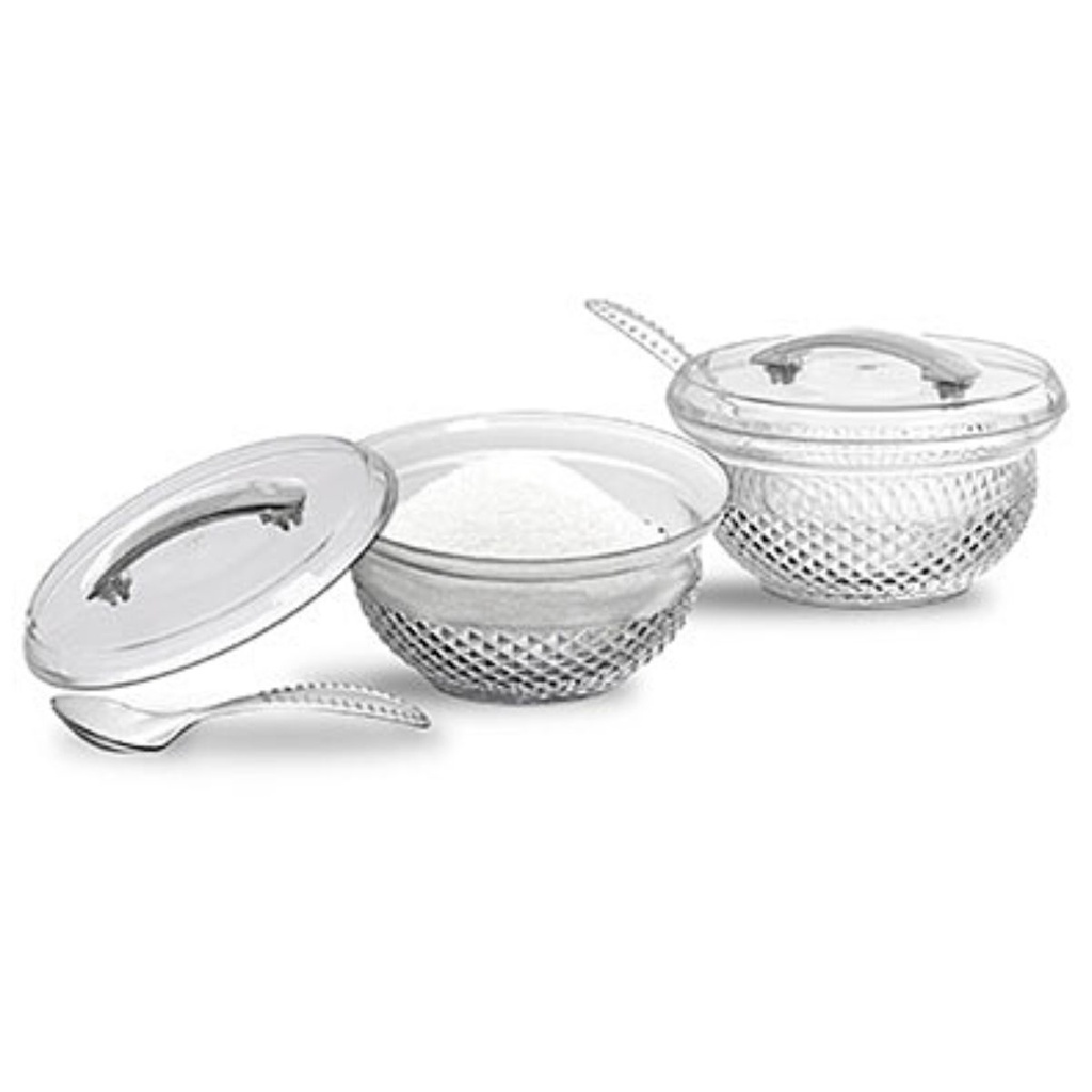 Açucareiro Farinheiro Diamante com Colher Niquelart Armazenar Servir Açúcar Farinha 13cm cozinha padaria cafeteria
