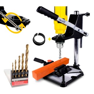 Suporte Furadeira 1/2 E 3/8 Manual Morsa Ajustável + Brocas em Oferta na Shopee