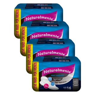 Kit 4 Absorventes Naturalmente Max Noturno com Abas Leve 16 Pague 13