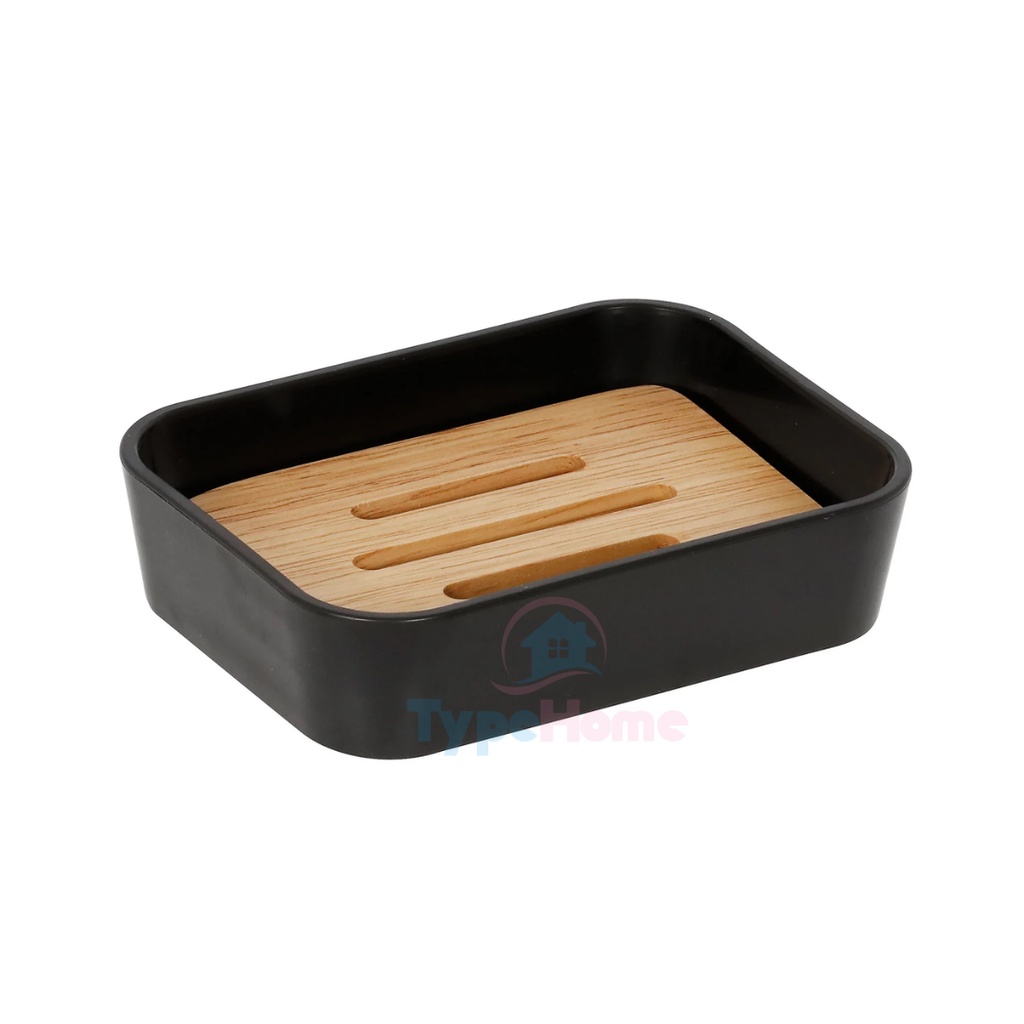 Saboneteira para Banheiro Bambu e Plástico Porta Sabonete Barra Branco Preto Cinza Pia Lavabo Luxo