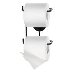 Porta Rolo De Papel Higiênico Duplo Parede Preto Fita Adesiva 3M Sem Furo Arthi