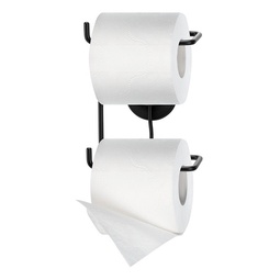 Porta Rolo De Papel Higiênico Duplo Parede Preto Fita Adesiva 3M Sem Furo Arthi em Oferta na Shopee