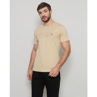 Camiseta Masculina Manga Curta Recorte Texturizada Bege