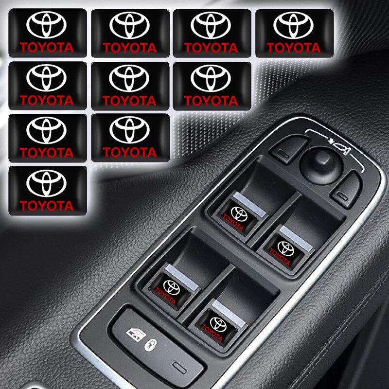 1/4/10Peças Emblema Adesivo Toyota Para Rodas Volante Etios Corolla Yaris Hilux Rav4 Supra VIos Cross Wish Revo CHR Avanza Fortuner Rush Innova Acessórios