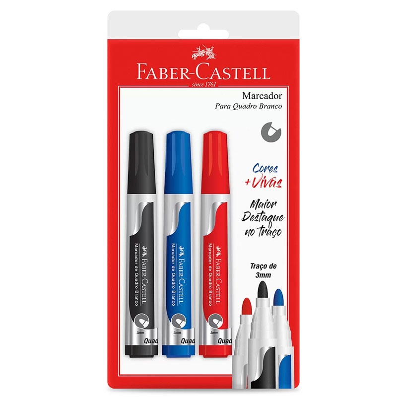 Pincel para quadro branco com 3 unidades SM/MQB2 Faber-Castell em Oferta na Shopee