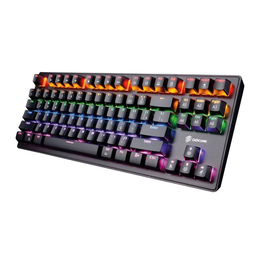 TECLADO MECANICO GAMER SPECTRUM RAINBOW SWITCH OUTEMU BLUE OEX TC602 PRETO