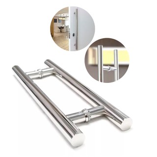 Puxador Duplo Tubular Em Aço Inox Polido Para Porta Interna Externa De Vidro Madeira Blindex Cromado em Oferta na Shopee