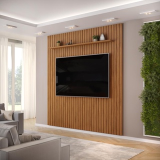 Painel para TV até 75 Polegadas Ripado DJ Móveis Trento 250 Freijó em Oferta na Shopee