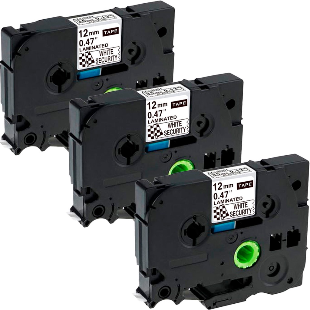 Kit 3x Fita Compatível P/ Rotulador TZC-231 TZE-231 TZ231 12mm x 8m Branco Letra Preta Etiquetadora