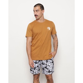 Camiseta Masculina Surf Manga Curta Estampa Coqueiro Marrom