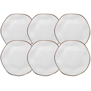 Kit 6 Pratos de Porcelana Raso Rustico Decorado Ryo Maresia 27,5cm Oxford em Oferta na Shopee