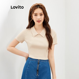 Lovito Camiseta Feminina Preppy Lisa Com Gola E Manga Curta L36ED034 (Damasco)
