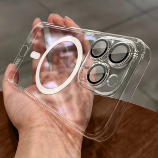 Ultra Fino Transparente Magnético Duro Caso Capinha IPhone 16 15 14 13 12 11 Pro Max Lente De Vidro Filme Proteção À Pro em Oferta na Shopee