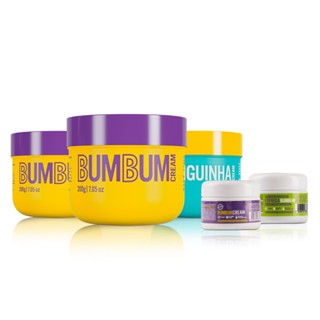 Kit Beleza Brasileira: 2x Bumbum Cream Hidratante Corporal 200g + Barriguinha Cream Redutor De Medidas 200g + Travel Size Mini Bumbum e Esfrega