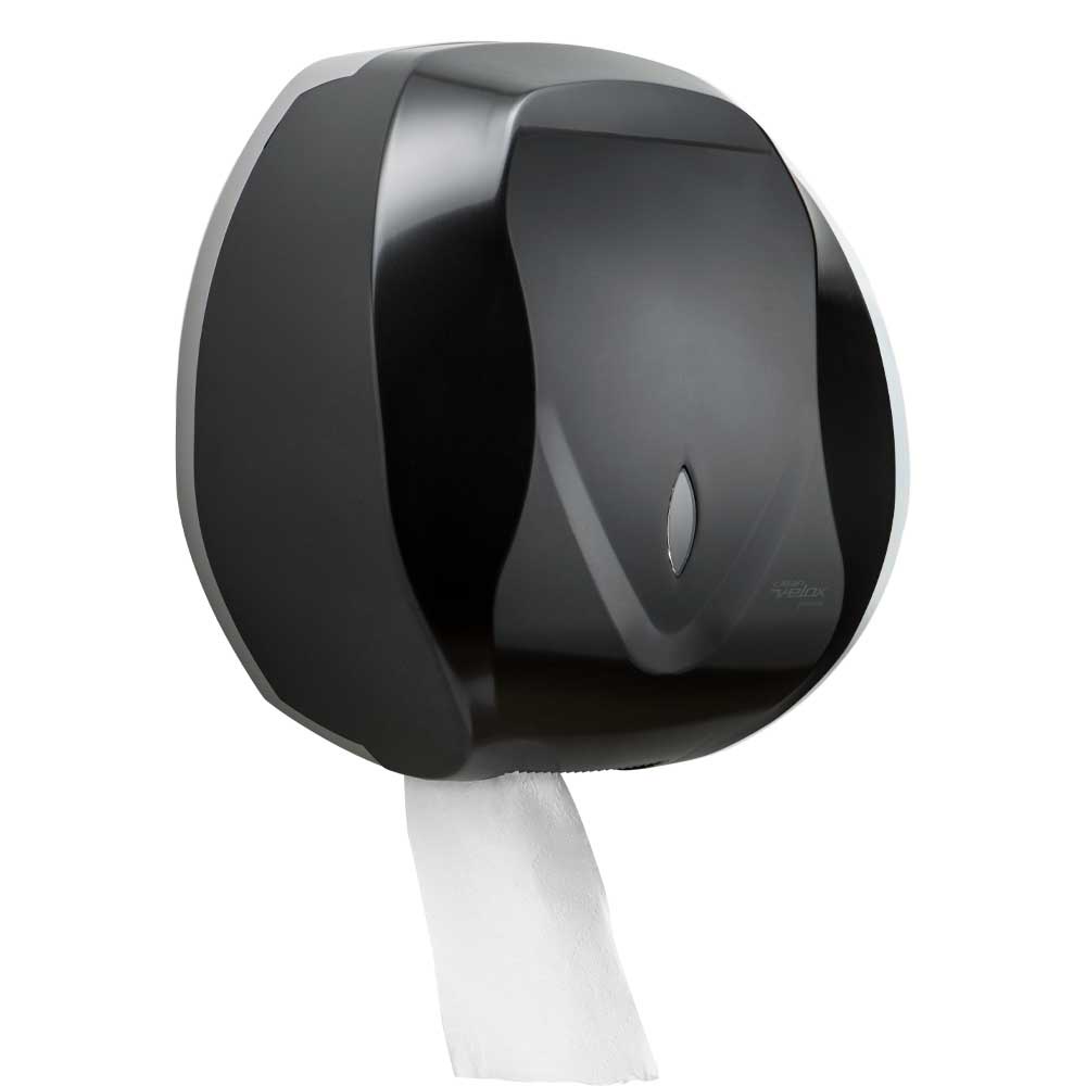 Suporte porta papel higiênico rolão Dispenser Premisse Velox para banheiro academia restaurante bar preto