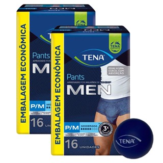 Kit 2 Cuecas Descartáveis Tena Pants Men P/M com 16un + Bolinha Anti-Stress Men Tena