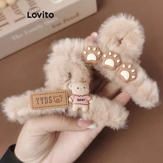 Lovito Grampos De Cabelo Com Letras De Animal De Pele Sintética Lisa Casual Para Mulheres LFA09366