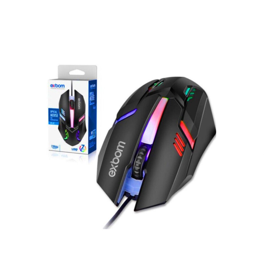 Mouse Gamer Com Fio USB 4D Fighter 7 Cores LED RGB MS-62