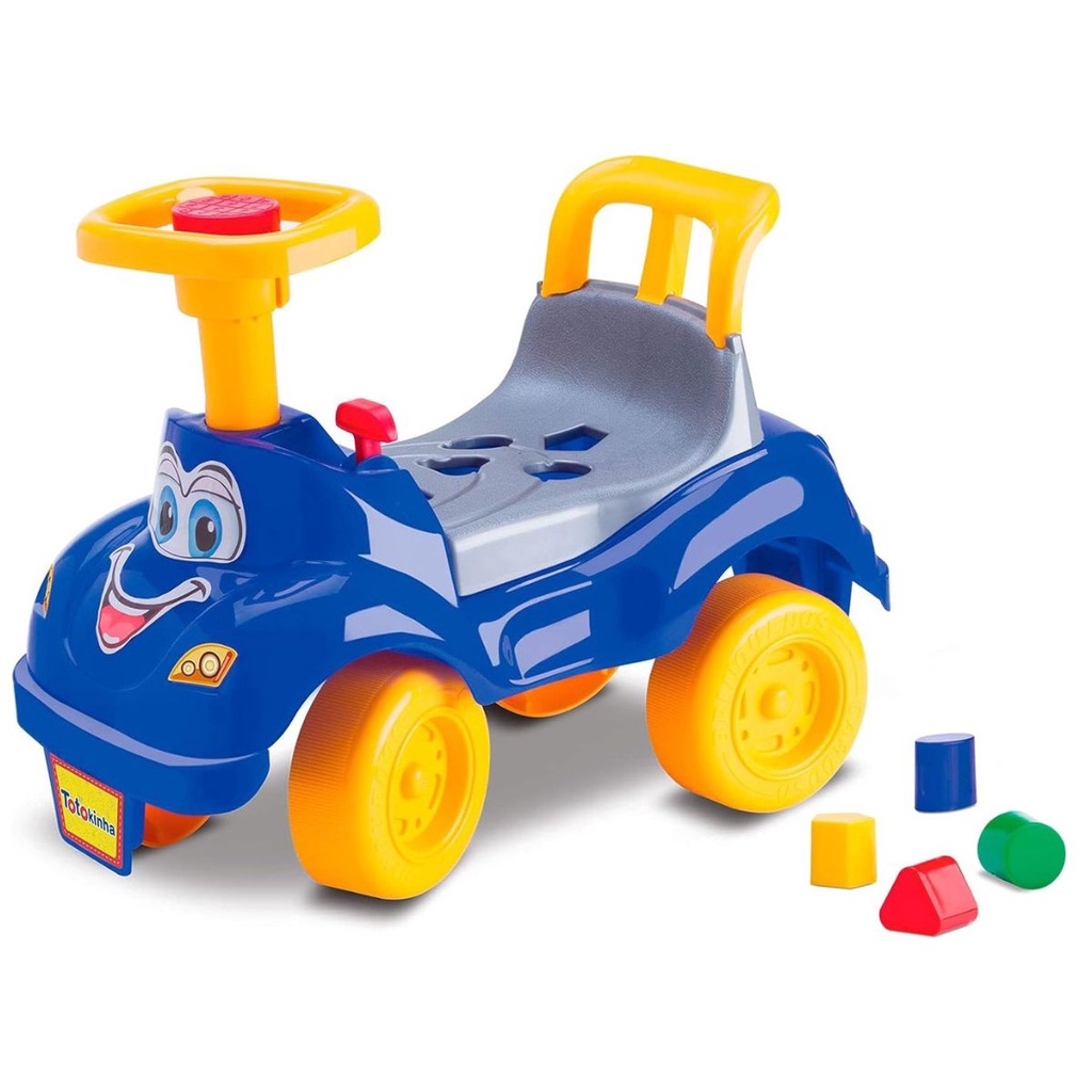 Quadriciclo Triciclo Velotrol Carrinho Passeio Andador Infantil Totokinha Clássica Azul Interativa Didática Com Buzina Formas E Crec-Crec