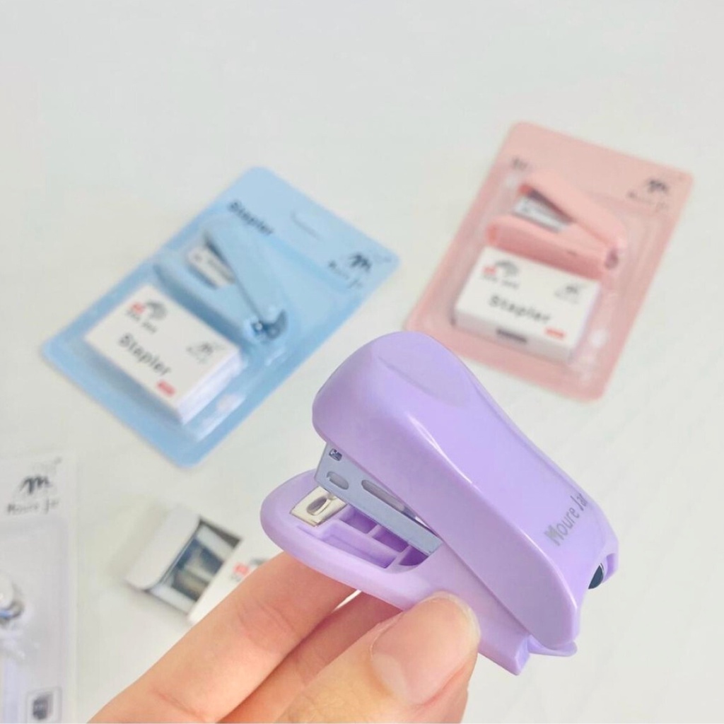 Kit Mini Grampeador Escolar Com Grampos Escritório Colorido em Oferta na Shopee