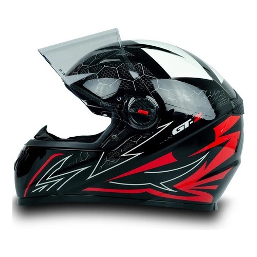 Capacete Gt 2 Vermelho Fosco Viseira Cristal Com Narigueira em Oferta na Shopee