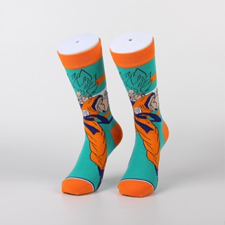 Meias Anime Dragon Fashion Ball Medium Tube Cartoon Son Goku Esportes De Lazer Quatro Estações Homens Mulheres Jovens Trendy