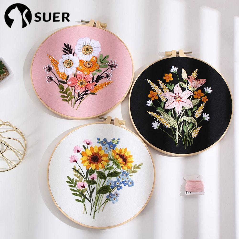 SUEBR Bordado Kit De Prática De Pontos De , De Agulha Com Fio , Artesanal Para Iniciantes em Oferta na Shopee