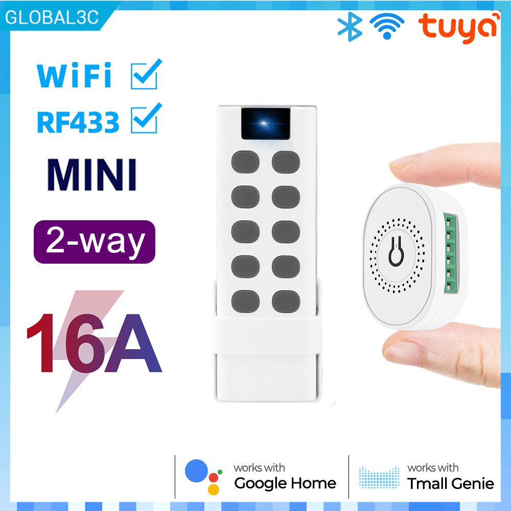 Graffiti WiFi + 433 Switch 16A Smart Double Control Timer Wireless Voice Controle Remoto Kit de retrofit global3c
